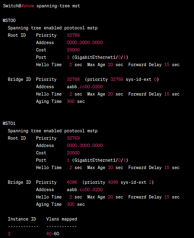 melihat status mstp pada switch 2