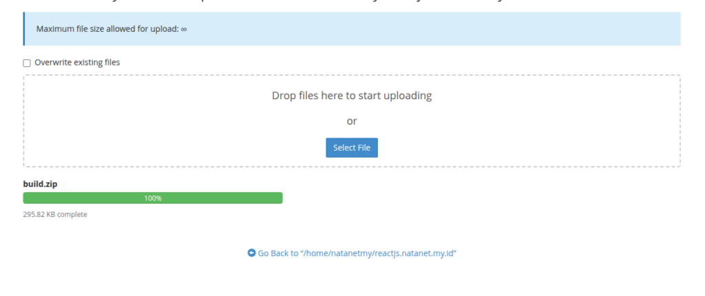 proses upload project react js